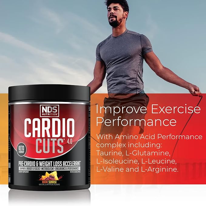 NDS Nutrition 4.0 Pre Workout Supplement - Advanced Weight Loss and Pre Cardio Formula with L-Carnitine, CLA, MCTs, L-Glutamine, and Safflower Oil - Miami Sunrise (40 Servings)