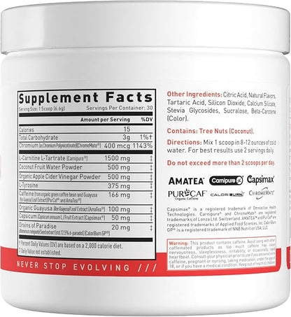 Kaged Thermogenic Powder Clean Burn Orange Mango Men & Women Weight Management Supplement Organic Caffeine Apple Cider Vinegar 30 Servings