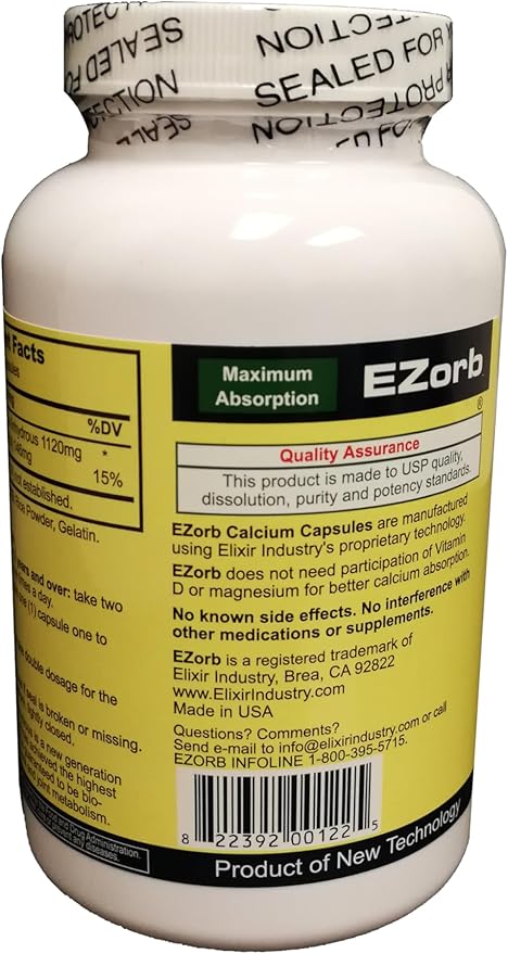 Calcium Aspartate Anhydrous Capsules for Bone, Joint, Muscle Health (180 Caps)