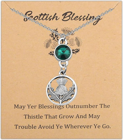 WSNANG Scottish Thistle Necklace Scottish Gifts for Women Thistle Pendant Necklace Scottish Blessing Jewelry