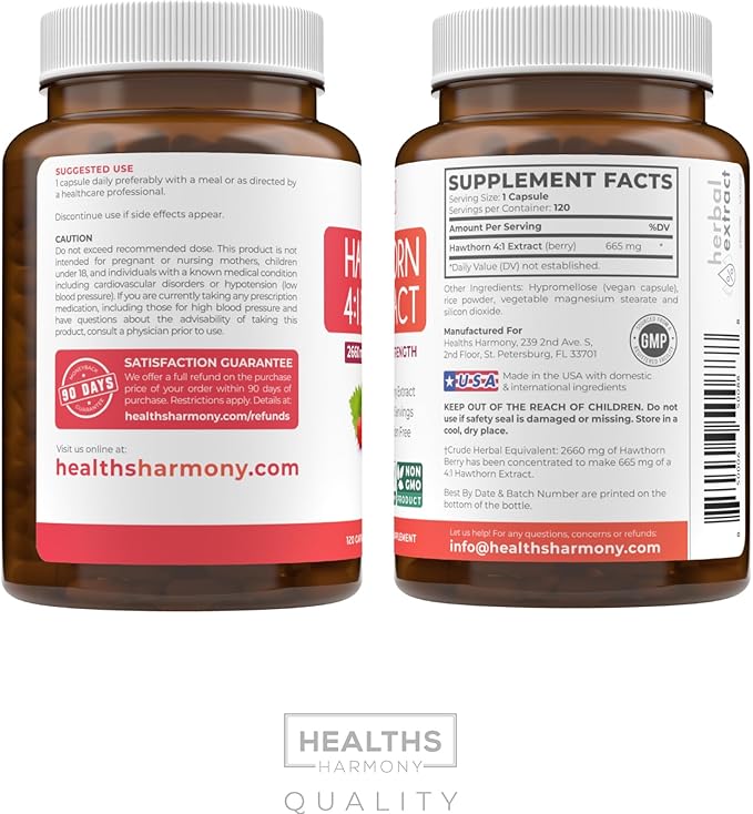 Super Potent Hawthorn Berry Extract Capsules - Hawthorn Berry Supplement Made from Extra Strength Concentrate to Support Heart and Digestive Health - Vegan Non-GMO & Gluten Free (4 Month Supply)