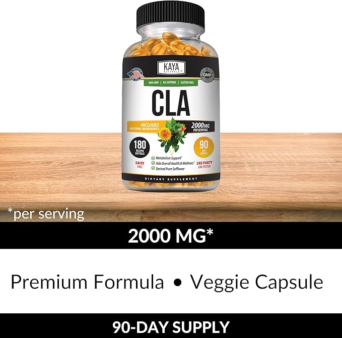 Kaya Naturals CLA Capsules – Conjugated Linoleic Acid – Non-GMO & Gluten-Free (180 Count (Pack of 1))
