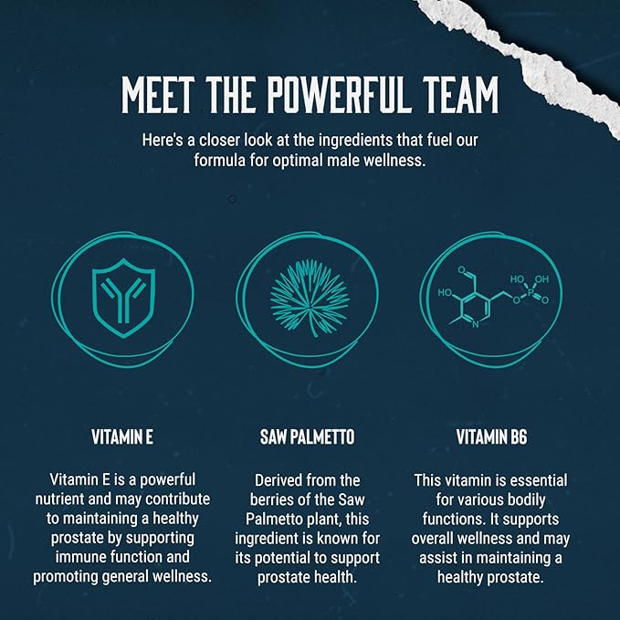 Prostate Support Supplement for Men, Pygeum with Pure Saw Palmetto Berries Extract Vitamins Zinc Plant Sterol Complex Easy Urinary Flow Mens Health