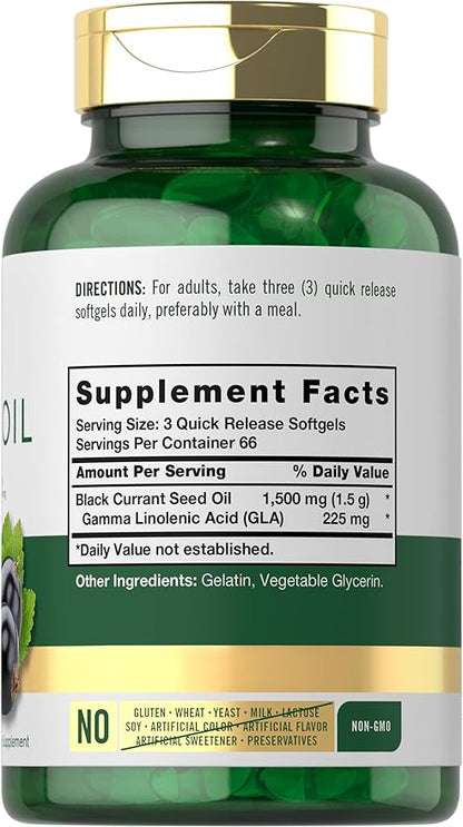 Carlyle Black Currant Oil Softgels | 1500mg | 200 Count | Non-GMO and Gluten Free Formula | Black Currant Seed Oil