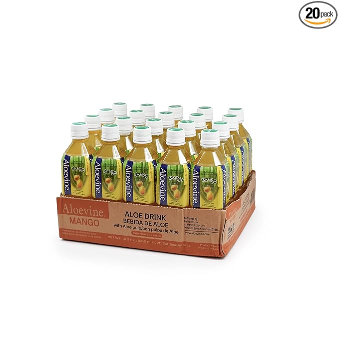Aloevine Aloe Vera Drink Mango juice l 16.9 oz. 20 pack l smart fruit Korean drinks