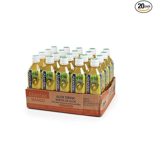 Aloevine Aloe Vera Drink Mango juice l 16.9 oz. 20 pack l smart fruit Korean drinks