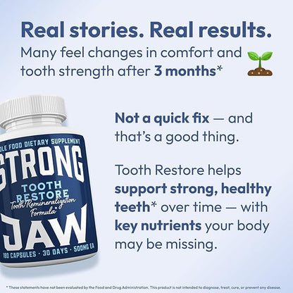 Tooth Restore for Adults with Remineralizing Gum Support 180 Capsules Made in USA - Teeth Vitamins for Strong Teeth Bone Health Supplement Calcium VitaminD3 Hydroxyapatite Enamel Repair