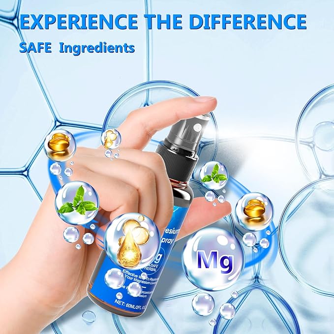 Magnesium Oil Spray, Magnesium Oil Skin & Body Extra Strength, 60Ml Pure Magnesium Chloride Oil Spray, Organic Natural Magnesium Spray, Easy to Absorb and Use