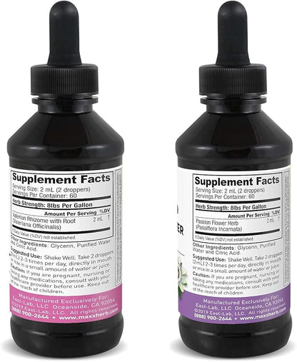 Maxx Herb Passion Flower Extract + Valerian Root Extract - for Relaxation and Stress Management, Alcohol-Free - (1 Each) 4 Oz Bottle (60 Servings)