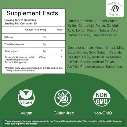 St John's Wort Gummies 500mg, Sugar Free and Cordyceps Gummies, Sugar Free 10x Blend Mushroom Gummies