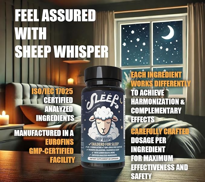 Natural Sleep Aid Tailored for Sleep – Melatonin, Lemon Balm, Magnolia Bark, Schizandra, Luteolin | Promotes Quick Sleep, Deeper Sleep, Fewer Night Awakenings, Non-Habit Forming, 60 Caps