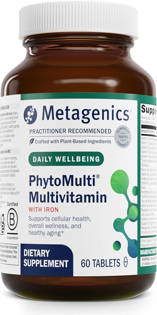Metagenics PhytoMulti Multivitamin with Iron - Daily Multivitamins with Phytonutrients - Multivitamin for Men & Women - PhytoMulti Vitamin Supplement - with Iron, Zinc & B6 Vitamins - 60 Tablets