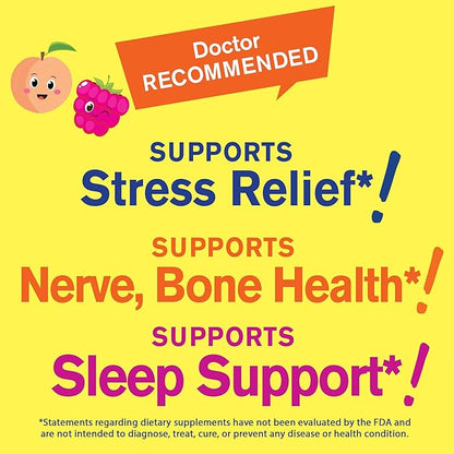 Magnesium Citrate Gummies for Kids (2 Pack) - Chewable Stress Relief Supplement for Children - Natural Calm, Mood Support, Non-GMO, Gluten Free - Natural Sourced Flavors - 60 Gummies