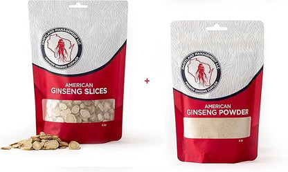 Dairyland American Ginseng Slices and Powder - 4 oz Pack Each of Wisconsin Ginseng – Direct from Farmer to Consumer 西洋参