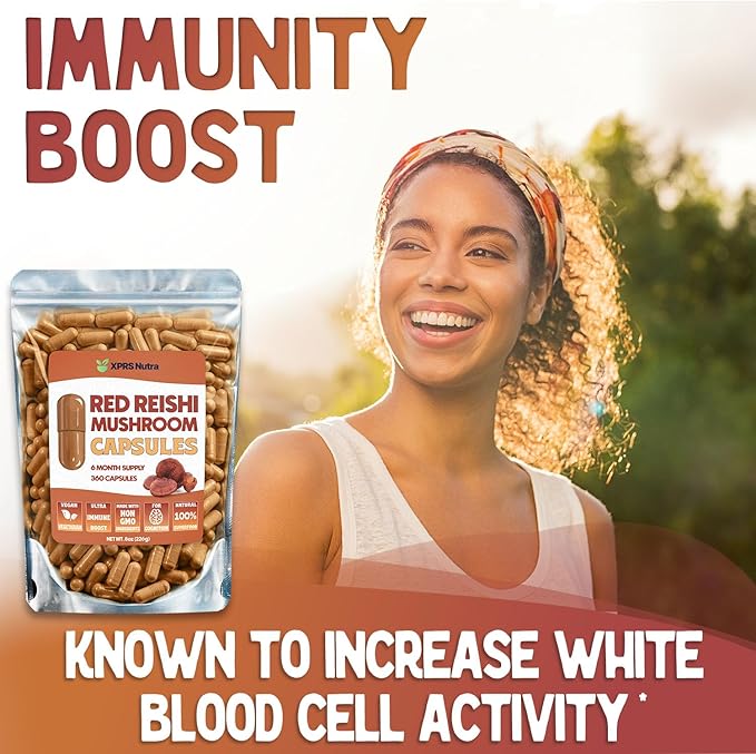 Reishi Mushroom Capsules - 360 Count Red Reishi Mushroom Capsules - 6 Month Supply Real Mushrooms Reishi Supplement Pills for Cognitive and Immune Boost - Mushroom Reishi Hongo Reishi Organico