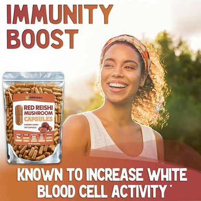Reishi Mushroom Capsules - 360 Count Red Reishi Mushroom Capsules - 6 Month Supply Real Mushrooms Reishi Supplement Pills for Cognitive and Immune Boost - Mushroom Reishi Hongo Reishi Organico