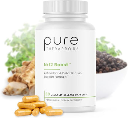 Pure TheraPro Rx Nrf2 Boost - NRF-2 Activator with Patented Sulforaphane, Curcumin, Green Tea & Trans-Pterostilbene | Antioxidant Supplement to Reduce Oxidative Stress, Made in USA (60 Vegan Capsules)