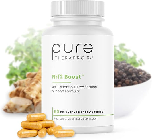 Pure TheraPro Rx Nrf2 Boost - NRF-2 Activator with Patented Sulforaphane, Curcumin, Green Tea & Trans-Pterostilbene | Antioxidant Supplement to Reduce Oxidative Stress, Made in USA (60 Vegan Capsules)
