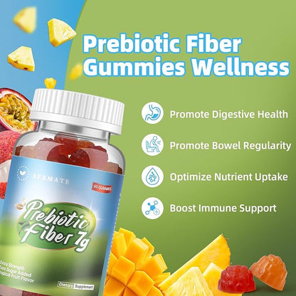 AFXMATE Fiber Supplement Gummies for Adult, 7 g Fiber Sugar Free Vegan & Gluten Free - Digestive Health, Regularity Support 120 Count