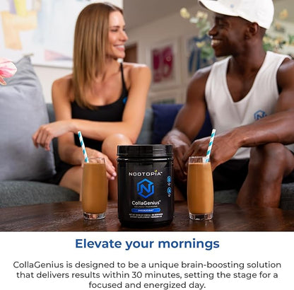 Collagenius v2.0 - Nootropic Blended Powder of 4 Mushrooms: Lions Mane, Reishi, Chaga, Cordyceps with Collagen & Superfoods - Brain Supplement (15 Servings)