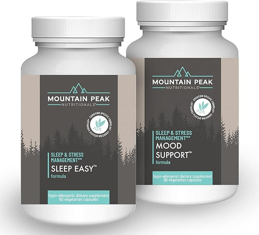 Mountain Peak Nutritionals Sleep & Mood Support Combo Pack – 5-HTP, Amino Acids, Melatonin, Magnesium & Serotonin Boosting Ingredients – Hypoallergenic Supplements for Relaxation & Well-Being