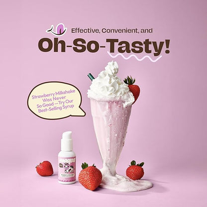 Lactase Enzyme Drops 2oz – Delicious Strawberry Milkshake Flavor – 10,000 FCC Units for Fast Acting Dairy Relief – Customizable Dosing for Lactose Intolerance – Portable Twist-to-Lock Pump
