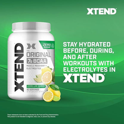 XTEND Original BCAA Powder 7g BCAA and 2.5g L-Glutamine, Sugar Free Post Workout Muscle Recovery Drink with Amino Acids for Men & Women, 90 Servings