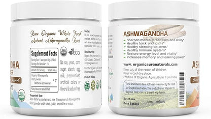 Certified Organic Ashwagandha Root Powder 8Oz -1/2Lb. Enhances Overall Health. 100% Pure Natural Herbal Supplement. No GMO. Gluten Free. Raw, Fresh and Original Withania somnifera.