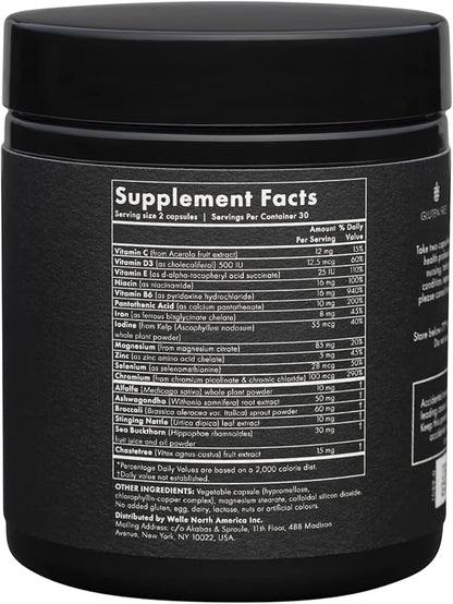WelleCo The PMS Elixir Premenstrual Support Supplement for Women, Magnesium and Ashwagandha Capsules with Iron, Iodine, Broccoli Sprouts, Vitex, Chromium & B Vitamins, Vegan & Gluten Free, 60 Capsules