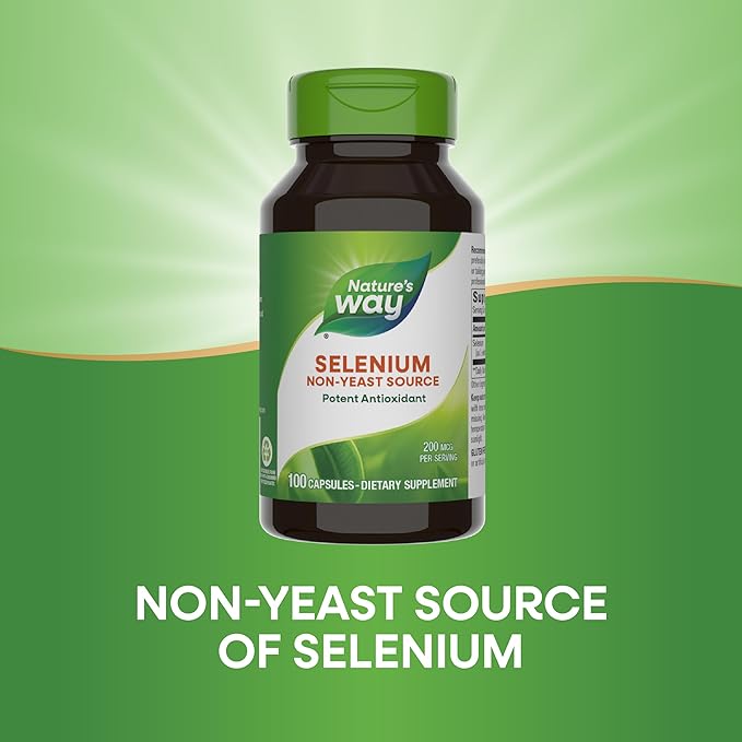 Nature's Way Selenium, Non-Yeast Source, Potent Antioxidant, 100 Capsules (Packaging May Vary)