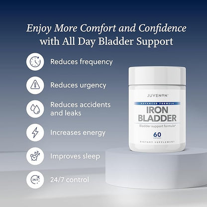 Juvenon Iron Bladder - Herbal Supplement for Healthy Bladder Function - Incontinence Support with Pumpkin Seed Extract, Soy Germ Extract, Saw Palmetto