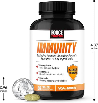 FORCE FACTOR Immunity, Immune Support Booster with Elderberry and 1000mg of Vitamin C, Plus Vitamin D, Zinc, Probiotics, Antioxidants, and Echinacea for Immune Health Defense, 90 Count (Pack of 2)