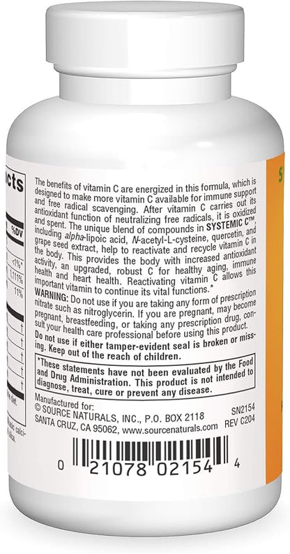 Source Naturals Systemic C, 500mg - 60 Tablet