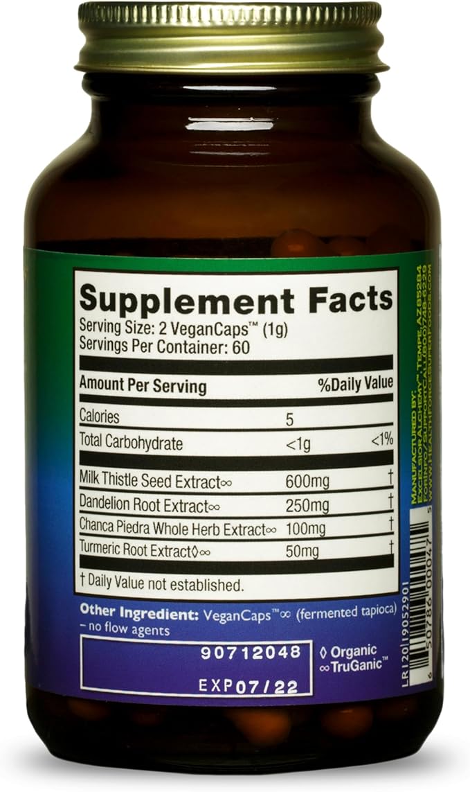 HealthForce SuperFoods Liver Rescue - Natural Liver Cleanse - with Milk Thistle & Dandelion Root - Gluten-Free & Vegan - 120 Capsules (Pack of 3)