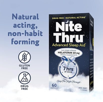 Advanced Sleep Aid Melatonin Dietary Supplement, 10mg Capsules, 60 Count