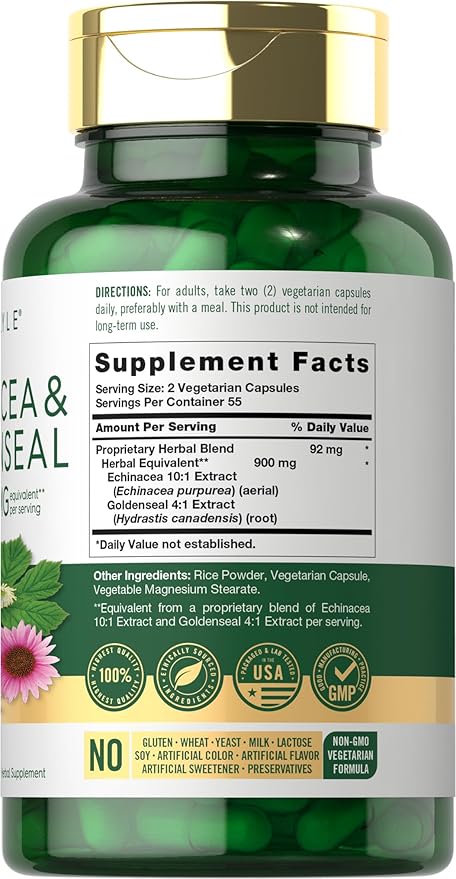 Carlyle Echinacea Goldenseal Capsules | 110 Count | Vegetarian, Non-GMO, Gluten Free