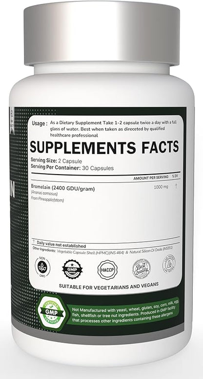 Bromelain 500mg | 2400 GDU/gram | Joint Support & Healthy Digestion | Non-GMO | Gluten Free 120 Capsules