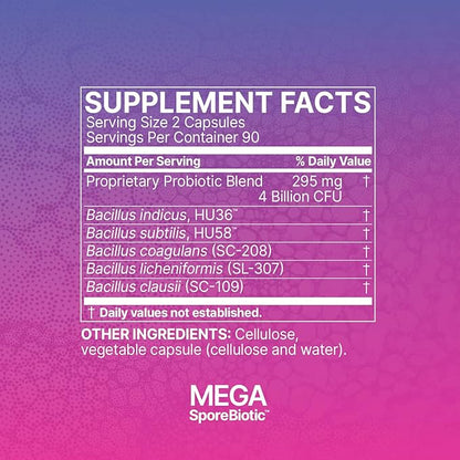 Microbiome Labs MegaSporeBiotic Probiotics for Women & Men - Spore Based Probiotics for Digestive Health - Shelf Stable & Travel-Friendly (180 Capsules)