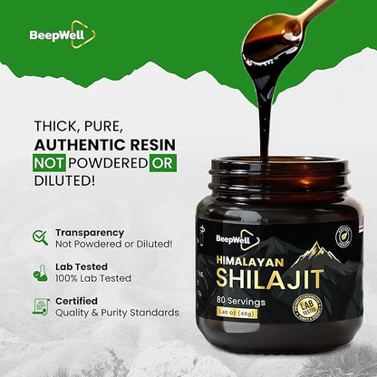 Shilajit Resin – Pure Organic Himalayan Shilajit Natural Resin Men Women Chilajil Fulvic Acid 85+ Trace Minerals 80 Servings 1.40 oz