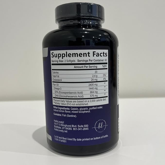 Omega 3 Fish Oil Triple Strength 2400 mg Rapid Release Softgels, Omega-3 Supplements, Natural Heart Health Brain & Joint Support - Fatty Acids with EPA & DHA - Fish Oil Supplement - 120 Softgels