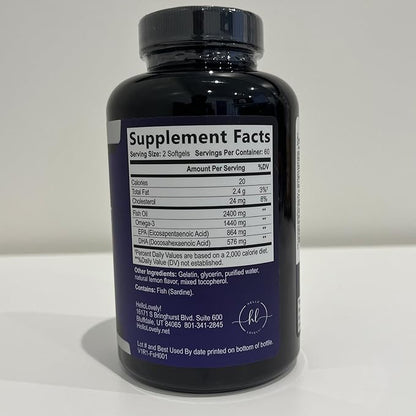 Omega 3 Fish Oil Triple Strength 2400 mg Rapid Release Softgels, Omega-3 Supplements, Natural Heart Health Brain & Joint Support - Fatty Acids with EPA & DHA - Fish Oil Supplement - 120 Softgels