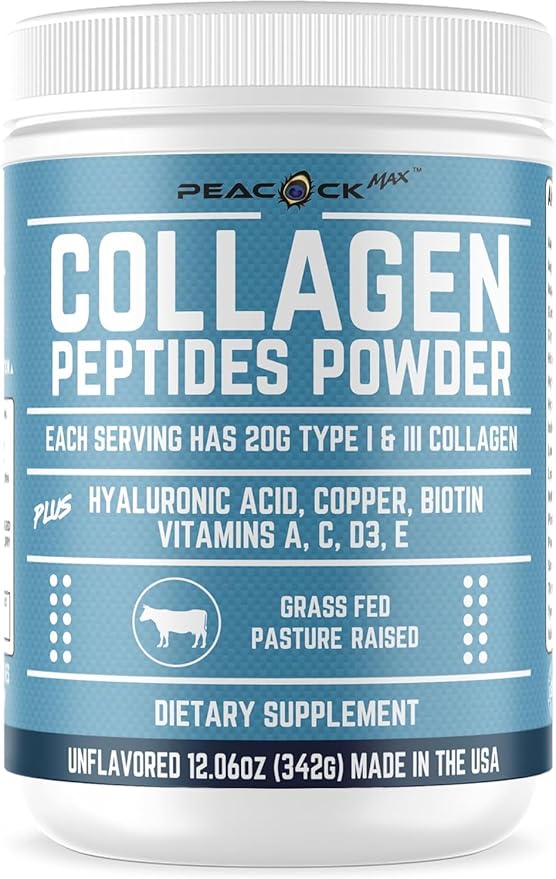 Multi Collagen Peptides Powder 12.06 oz - Unflavored Protein Powder, Hydrolyzed Collagen Peptides with Hyaluronic Acid, Copper, Biotin & Multivitamin for Nail, Skin, Hair & Gut Health