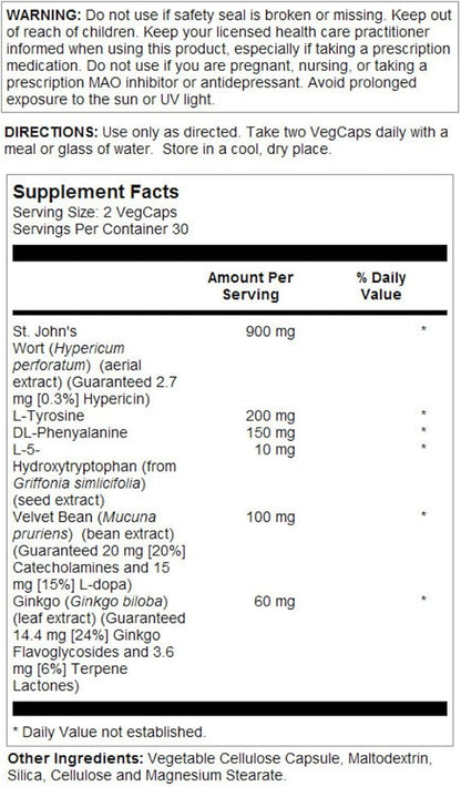 SOLARAY Guaranteed Potency St. John's Wort 900 mg Capsules | 60 Count