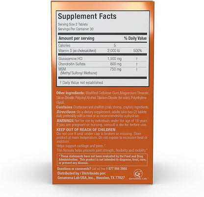 X Ray Dol Triple Action Joint Support Supplement with Glucosamine 1500mg, Chondroitin 800mg, MSM 750mg and 5X Vitamin D for Healthy Joints, Bones & Cartilage - 60 Count per Bottle - 6 Pack