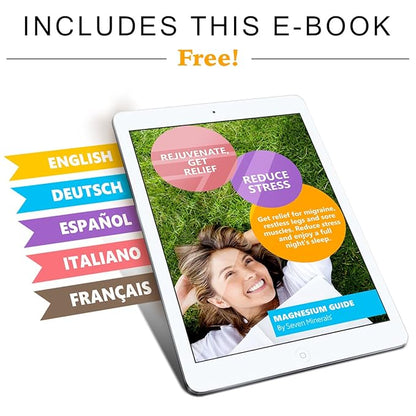 Seven Minerals Calming Magnesium Spray | 100 Percent Natural Essential Oils Blend - Made in USA (Lavender, Roman Chamomile, Clary Sage, and Bergamot) || eBook Included (New)