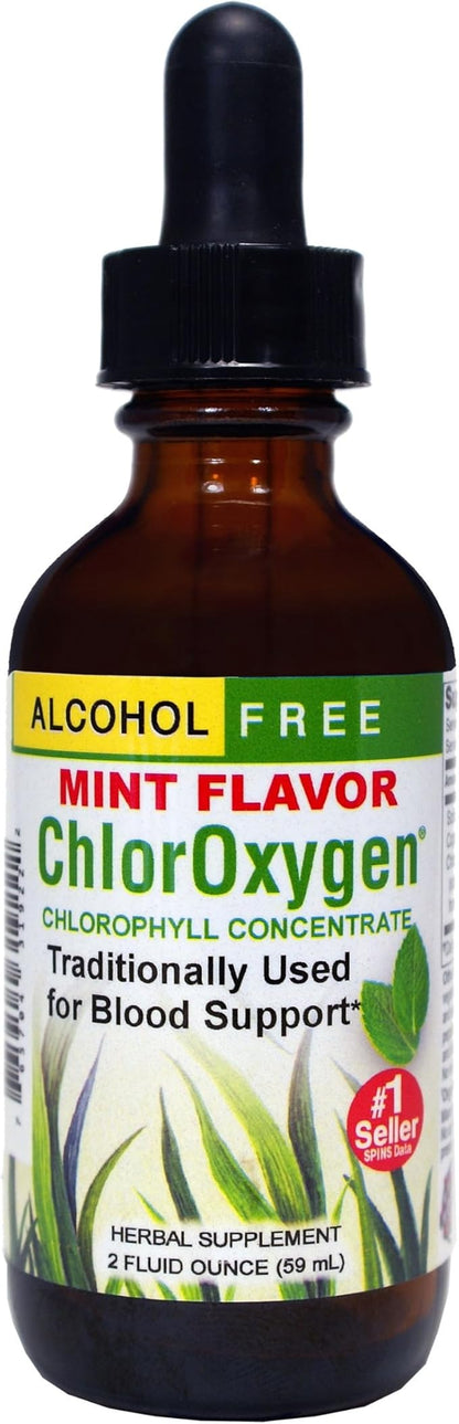 Herbs Etc. ChlorOxygen Chlorophyll Concentrate - Highly-Concentrated Energy Support - Aids Healthy Blood Circulation - Natural Vitality Support - Alcohol-Free - Mint, 2 fl oz (About 132 Servings)