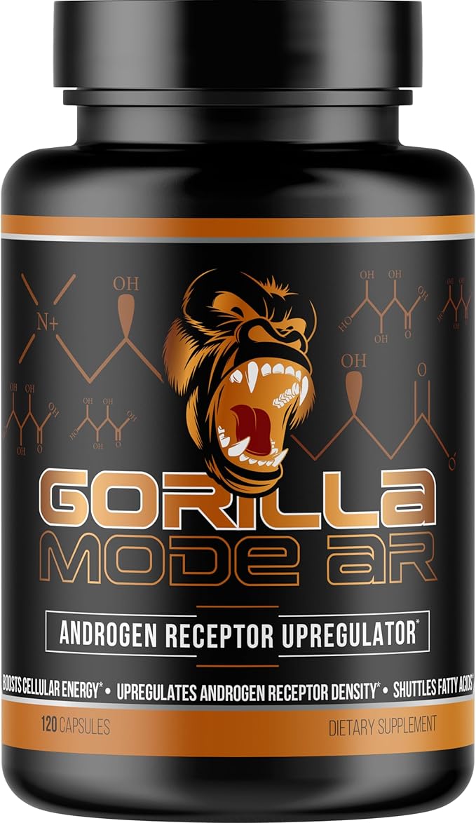 Gorilla Mind AR Carnitine 750mg Capsules Androgen Receptor Upregulator,Boosts Cellular Energy, Upregulates Androgen Receptor Density,Shuttles Fatty Acids (120 Capsules)