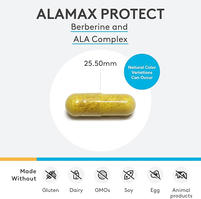 XYMOGEN ALAmax Protect - Berberine and ALA Supplement Complex - Alpha-Lipoic Acid with Berberine HCI + Biotin to Help Support Cardiometabolic Health (120 Capsules)