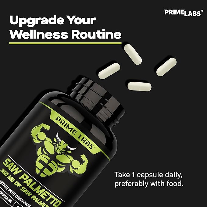 Prime Labs Saw Palmetto for Men (2-Pack) - Prostate & Urinary Health Supplement, Hair Loss Support, DHT Blocker - 20:1 High-Potency 350mg of Saw Palmetto Extract per Serving