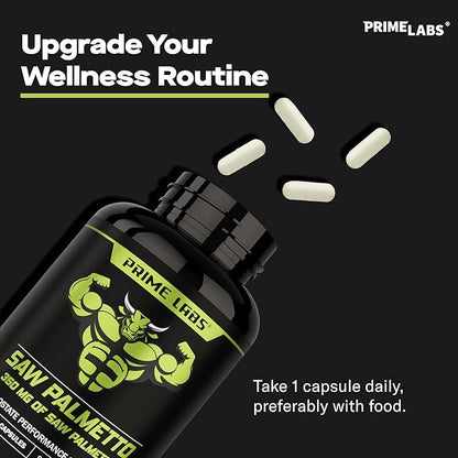 Prime Labs Saw Palmetto for Men (2-Pack) - Prostate & Urinary Health Supplement, Hair Loss Support, DHT Blocker - 20:1 High-Potency 350mg of Saw Palmetto Extract per Serving